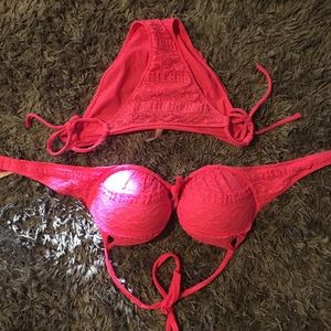 Pink Victoria secret bathing suit 34c